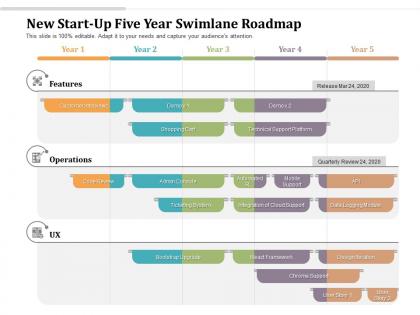New start up five year swimlane roadmap