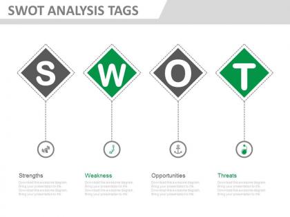 New swot analysis tags with icons flat powerpoint design