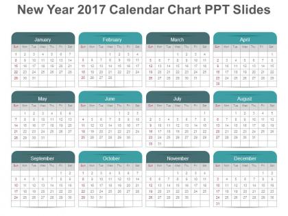 New year 2017 calendar chart ppt slides