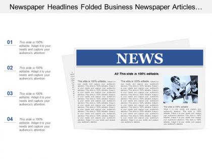 Newspaper headlines folded business newspaper articles information