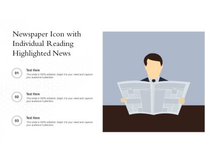 Newspaper icon with individual reading highlighted news