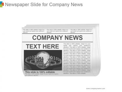 Newspaper slide for company news ppt icon