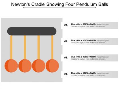 Newtons cradle showing four pendulum balls