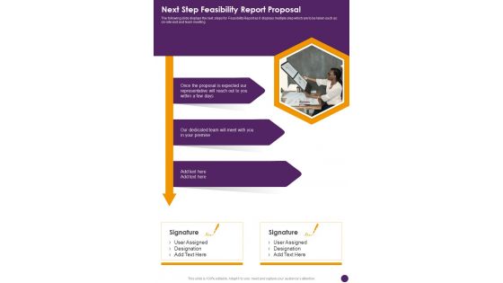 Next Step Feasibility Report Proposal One Pager Sample Example Document