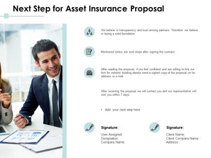Next step for asset insurance proposal ppt powerpoint presentation portfolio