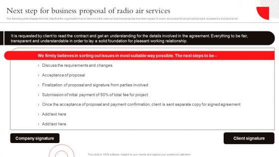 Next Step For Business Proposal Of Radio Advertising Campaign Proposal
