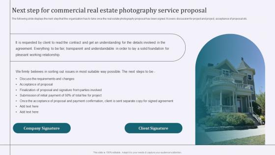 Next Step For Commercial Real Estate Photography Service Proposal