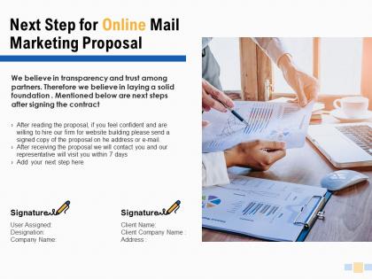 Next step for online mail marketing proposal financial powerpoint slides