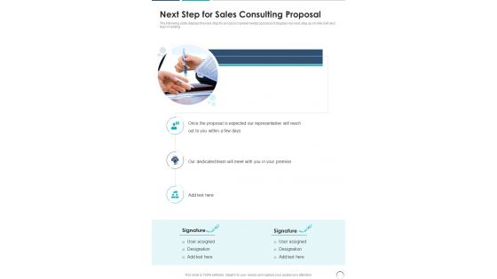 Next Step For Sales Consulting Proposal One Pager Sample Example Document