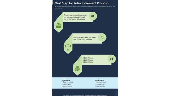Next Step For Sales Increment Proposal One Pager Sample Example Document