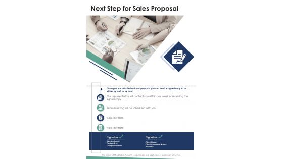 Next Step For Sales Proposal One Pager Sample Example Document