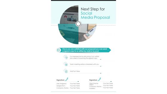 Next Step For Social Media Proposal One Pager Sample Example Document