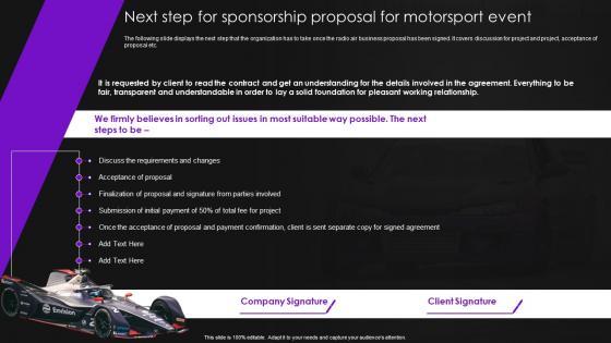 Next Step For Sponsorship Proposal For Motorsport Event Ppt Powerpoint Presentation Gallery Grid