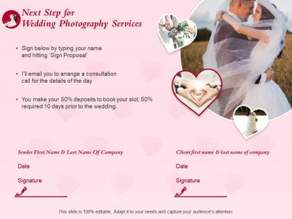 Next step for wedding photography services ppt powerpoint presentation pictures