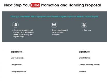 Next step you tube promotion and handing proposal ppt powerpoint design