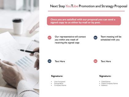 Next step youtube promotion and strategy proposal ppt powerpoint slides