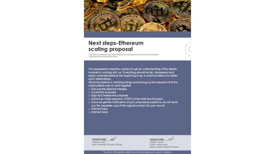 Next Steps Ethereum Scaling Proposal One Pager Sample Example Document