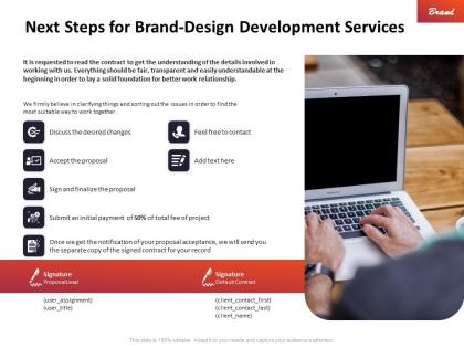 Next steps for brand design development services ppt powerpoint example