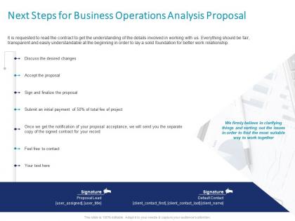 Next steps for business operations analysis proposal ppt powerpoint presentation deck