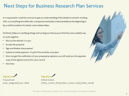 Next steps for business research plan services record contact ppt powerpoint presentation show