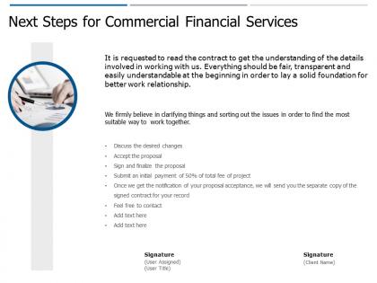 Next steps for commercial financial services ppt powerpoint presentation outline rules
