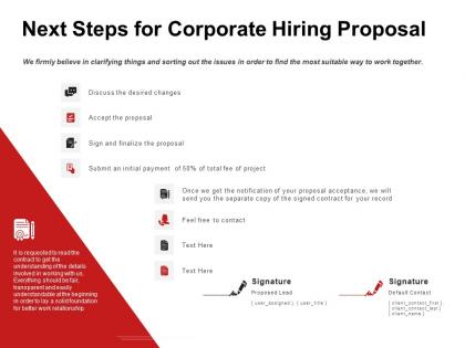 Next steps for corporate hiring proposal ppt powerpoint presentation icon guidelines