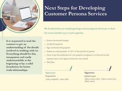 Next steps for developing customer persona services ppt powerpoint tips background
