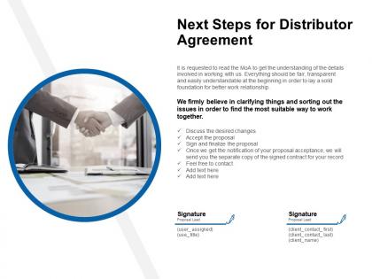 Next steps for distributor agreement ppt powerpoint presentation styles images