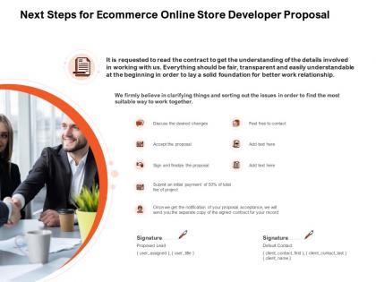 Next steps for ecommerce online store developer proposal ppt powerpoint presentation ideas infographics
