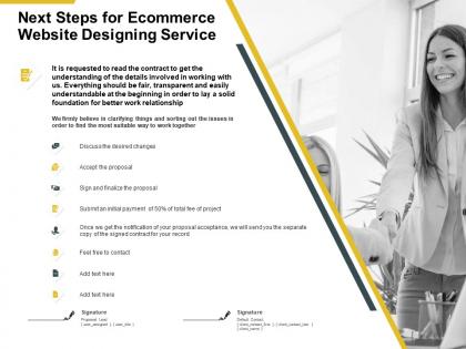 Next steps for ecommerce website designing service presentation slides