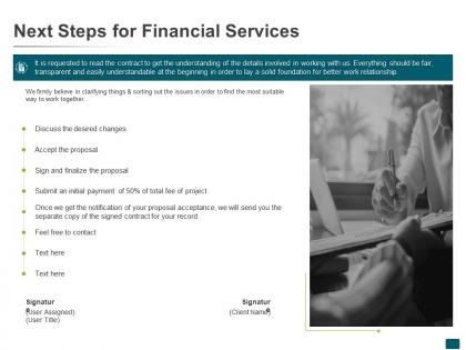 Next steps for financial services percentage ppt powerpoint presentation templates