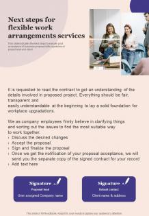 Next Steps For Flexible Work Arrangements Services One Pager Sample Example Document