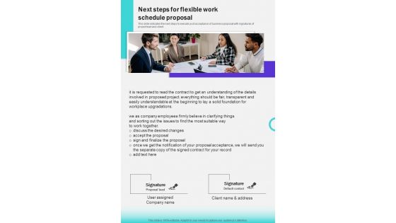 Next Steps For Flexible Work Schedule Proposal One Pager Sample Example Document