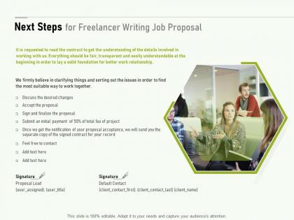 Next steps for freelancer writing job proposal ppt powerpoint presentation slide