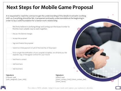 Next steps for mobile game proposal better work relationship ppt powerpoint presentation designs