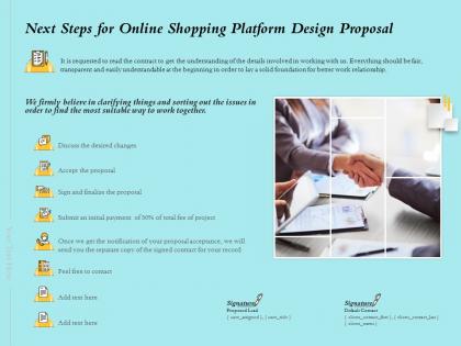 Next steps for online shopping platform design proposal ppt powerpoint presentation icon
