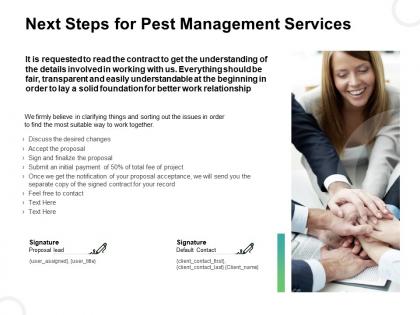 Next steps for pest management services ppt graphics example