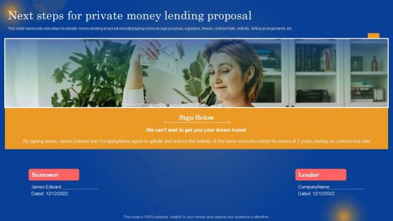 Next Steps For Private Money Lending Proposal Private Mortgage Lender Proposal