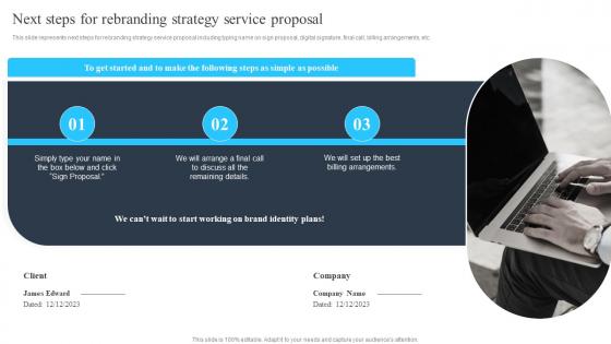 Next Steps For Rebranding Strategy Service Proposal Corporate Branding Solutions