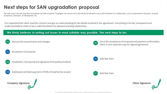 Next Steps For SAN Upgradation Proposal