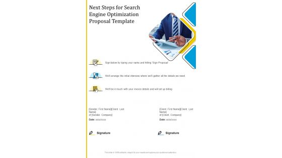 Next Steps For Search Engine Optimization Proposal Template One Pager Sample Example Document