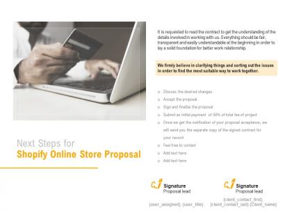 Next steps for shopify online store proposal ppt powerpoint presentation infographic template picture
