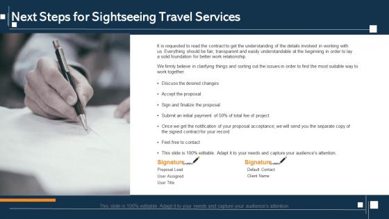 Next steps for sightseeing travel services ppt slides image