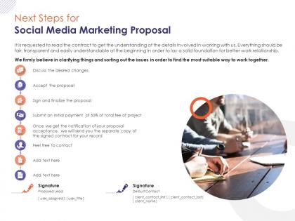Next steps for social media marketing proposal ppt powerpoint presentation layouts picture
