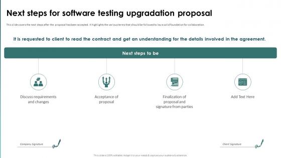 Next Steps For Software Testing Upgradation Proposal
