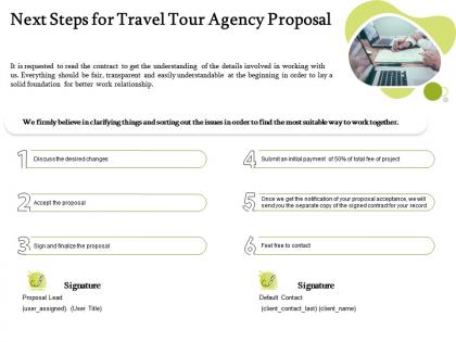 Next steps for travel tour agency proposal ppt powerpoint presentation gallery show