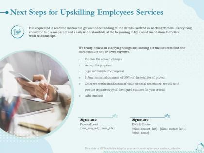 Next steps for upskilling employees services ppt powerpoint presentation summary