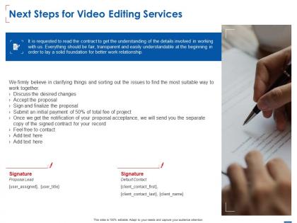 Next steps for video editing services ppt powerpoint presentation pictures icons