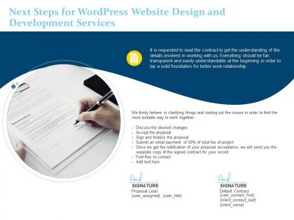 Next steps for wordpress website design and development services ppt powerpoint portfolio