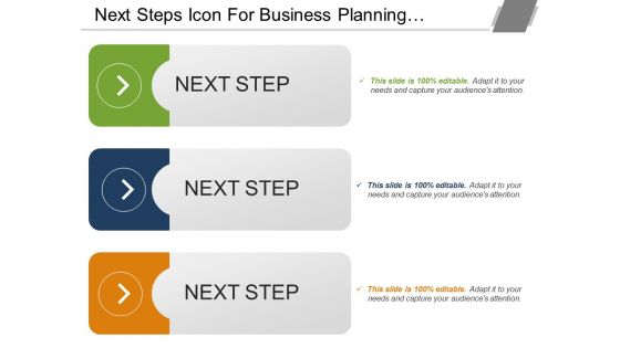 Next steps icon for business planning with text options